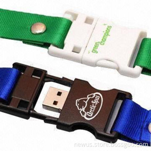Nylon Promotional Lanyard USB Flash Drives, Logo Print on Lanyard and USB Part Available